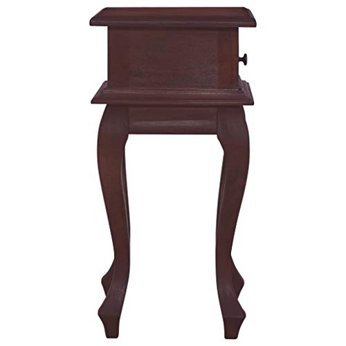 Bedside Table Classical Brown 13.8"x11.8"x23.6" Solid Mahogany Wood